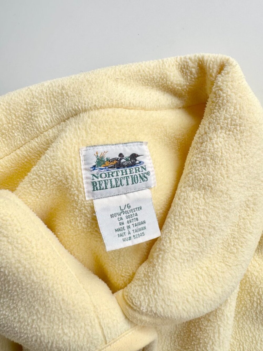 Vintage 00's NORTHERN REFLECTIONS Yellow Embroidered Bird Fleece Jacket, Size L - Picture 15 of 15
